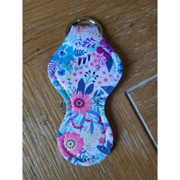 NEW Floral Neoprene Chapstick Holder Key Chain and chapstick - Picture 2 of 3